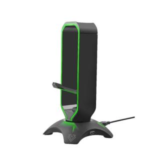 Vertux Fejhallgató állvány - EXTENT (3in1 USB HUB, 2xUSB 3.0, egér akasztó, LED, fekete)