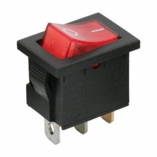Billenő kapcsoló, 1 áramkör, 6A-250V, OFF-ON, piros világítással (09019PI)