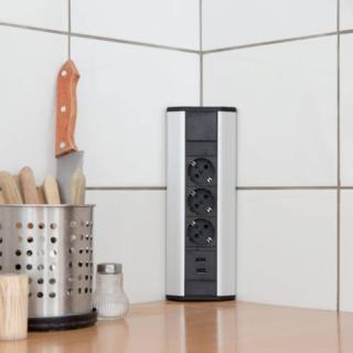 Delight sarok elosztó 3 aljzat + 2 USB csatlakozó (20483)