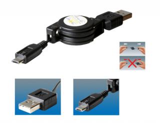 Töltőkábel, micro USB, felcsévélhető, 0,7m (SA 041)
