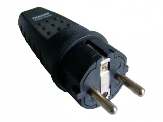 Tracon csatlakozó dugó oldalsó védőérintkezővel, gumi, 16A, 250V, 2P+E, IP44