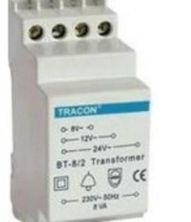 Tracon Csengő transzformátor sínre 8-12-24V AC BT-8/2