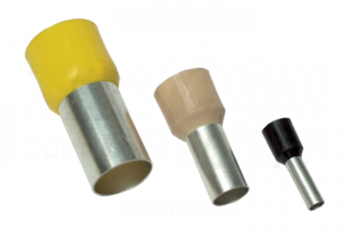 Tracon E100 Szigetelt (PA6.6) érvéghüvely ónozott elektrolitréz sárga 1mm2 L=16,4mm