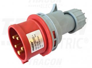 Tracon ipari csatlakozó dugó, külső tömítőszelencével, 16A, 400V, 3P+N+E, IP44