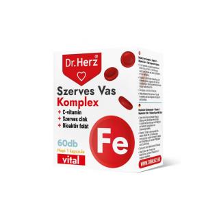 Dr. Herz Szerves Vas Komplex + C-Vitamin + Szerves Cink + Folát 60 db kapszula