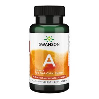 Swanson A-Vitamin 10000 IU - 250 Softgels (Lejárat: 2024.08. hó)