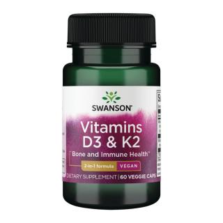 Swanson D3+K2 Vitamin - 60 Veggie Capsules