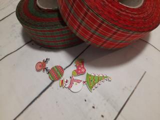 Fa dekorációs gomb karácsonyi - 5db