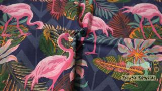 Kék alapon flamingós pamutvászon