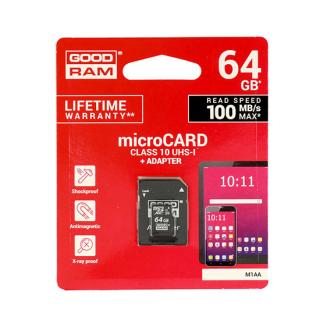 GOODRAM 64GB micro sd  UHS I CLASS 10 100MB/s