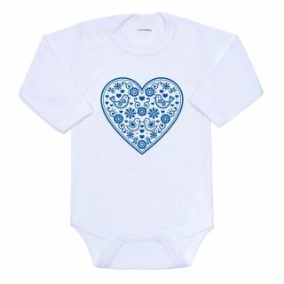 Baba body nyomtatással New Baby Népi minta kék szív