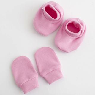 Baba pamut szett-kiscipő és kesztyű New Baby rózsaszín 0-6m