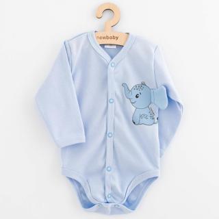 Baba teljes hosszában patentos hosszú ujjú body New Baby Happy Elephant blue