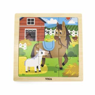 Fa képes kirakó puzzle Viga 9 db Ló