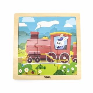 Fa képes kirakó puzzle Viga 9 db Vonat