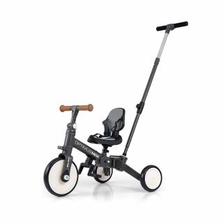 Gyerek háromkerekű bicikli 5az1-ben Milly Mally Optimus Max tolókarral dark grey