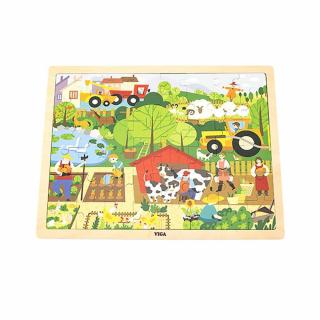 Gyermek fa puzzle Viga Farm 48 db