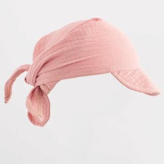 Nyári muszlin baba fejkendő napellenzővel New Baby pink