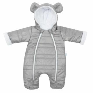 Téli kezeslábas kapucnival és fülekkel New Baby Pumi grey