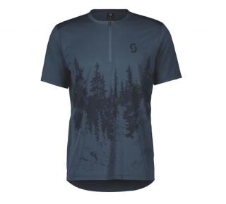 SCOTT Trail Flow Zip Short-Sleeve Men's Shirt Metal Blue/Dark Blue Méret: L