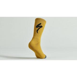 Specialized Merino Deep Winter Tall Logo Socks Harvest Gold Okker L