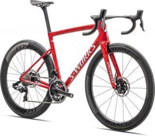 Specialized S-Works TARMAC SL8 ETAP Szín: Glossy Red Sky + Fiery Red Strata / Satin White Méret: 52