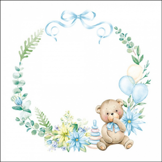 Baby teddy bear blue papírszalvéta 33x33cm, 20db-os