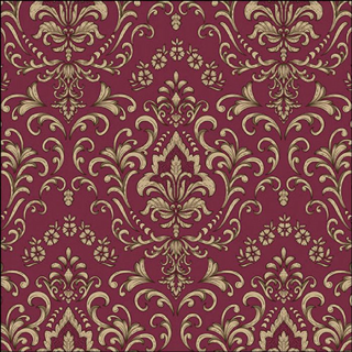 Baroque ornament bordeaux papírszalvéta 33x33cm, 20db-os