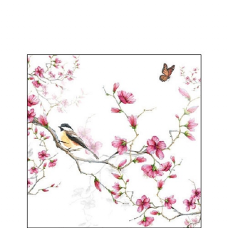 Bird  Blossom white papírszalvéta 25x25cm, 20db-os