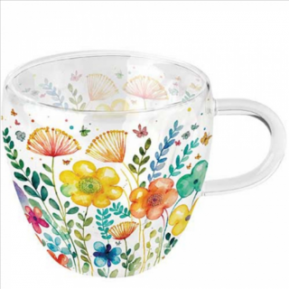 Duplafalú borosilicate üvegcsésze - 250ml - Vibrant Spring