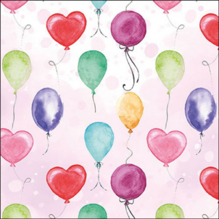 Flying balloons pink papírszalvéta 33x33cm, 20db-os