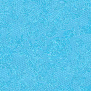 Lace embossed light blue papírszalvéta 25x25cm, 15db-os