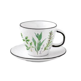 Porcelán Fűszernövényes Csésze Aljjal - 250 ml - Herbarium