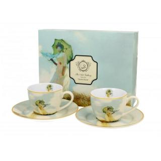 Porcelán kávés csésze szett - 100ml - Monet: Hölgy esernyővel