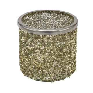 Üveg gyertyatartó, arany glitteres - 10cm