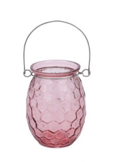 Üveg mécsestartó - Rózsaszín