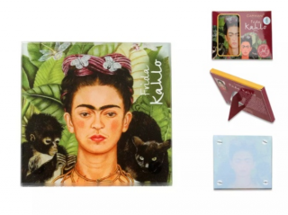Üveg poháralátét - Frida Kahlo: Önarckép tövisnyaklánccal és kolibrivel
