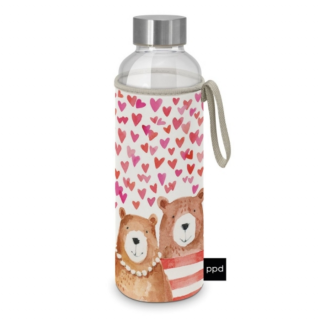 Üvegflaska borosilicate üveg, neoprén védőhuzattal - 550ml - Love Bears