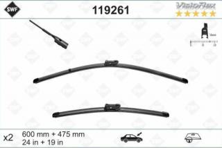 VW JETTA 2011.01 - 2018.04 első ablaktörlő lapát készlet méretpontos gyári csatlakozós SWF 119261