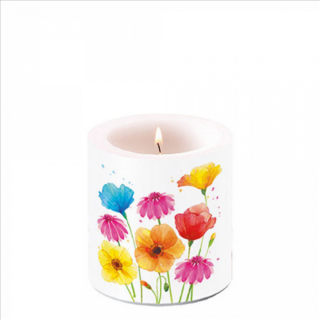 Átvilágítós gyertya - 8x7,5cm - Colourful Summer Flowers