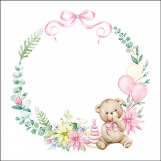 Baby teddy bear pink papírszalvéta 33x33cm, 20db-os