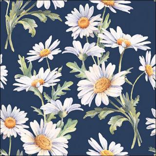 Beautiful daisies blue papírszalvéta 33x33cm, 20db-os