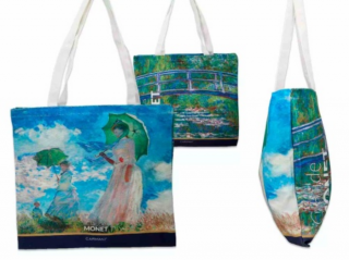 Bevásárló táska - Monet: Nő esernyővel / Híd a vízililiomok tava felett