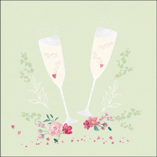 Champagne glasses papírszalvéta 33x33cm, 20db-os