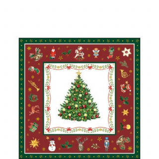 Christmas Evergreen red papírszalvéta 25x25cm, 20 db-os