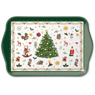 Christmas Evergreen white műanyag kistálca 13x21 cm