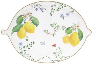 Citrom formájú porcelán tálca - 25x18cm - Fleurs et Citrons