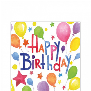 Colourful birthday papírszalvéta 25x25cm, 20db-os