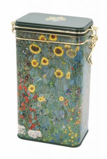 Csatos fémdoboz, dombornyomott - Klimt: Garden with Sunflowers