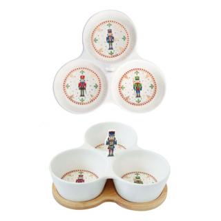 Diótörő Karácsonyi porcelán 3 részes kínáló szett - Nutcrackers